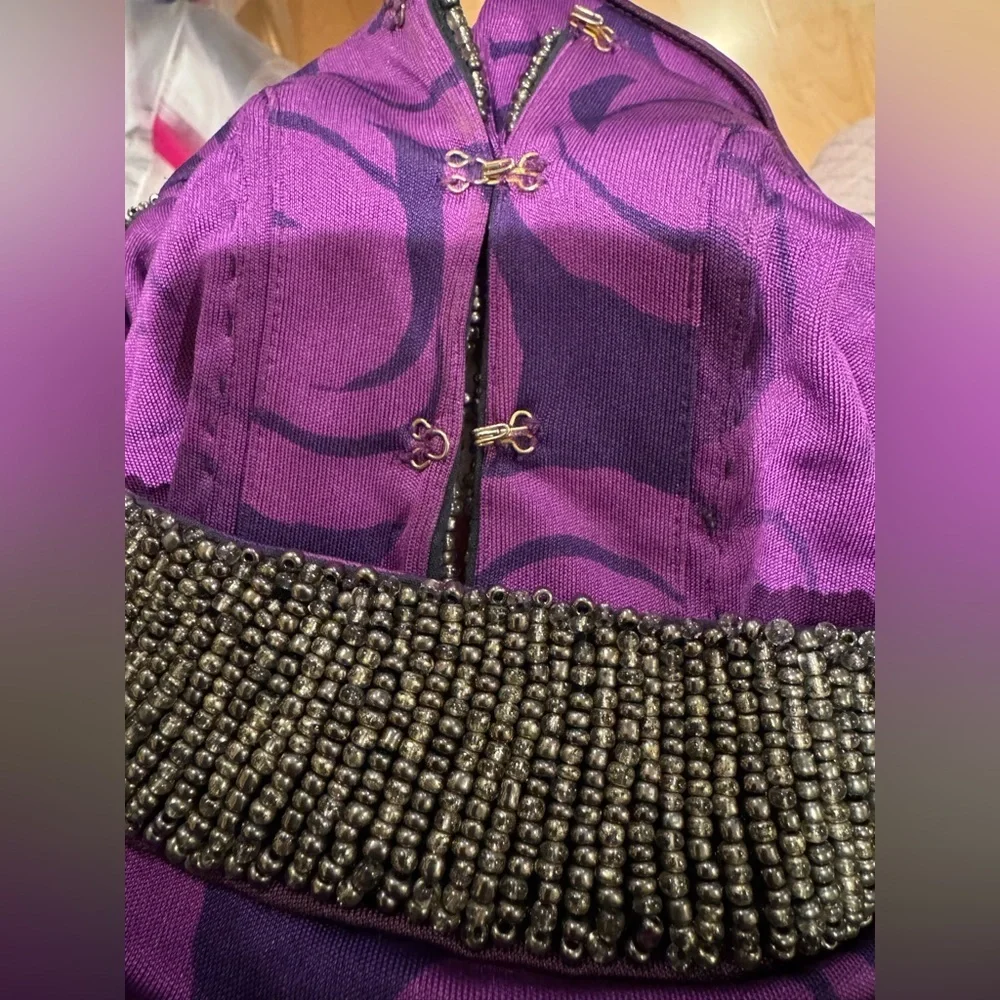 Vintage Tori Burch purple beaded dress size small